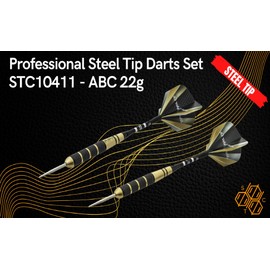 SHOT TAKER CO. EST. 2017 6pc Steel Tip Darts Set - Professional Darts for Dartboard - includes Barrels + Plastic/Aluminum Shafts + O'Rings + Flights + Sharpener + Wrench (22g-Classic A-10411)