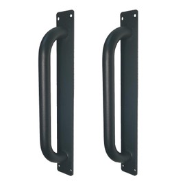 Purife 2 Pack 12 Inch Heavy Duty Steel Barn Door Handles Black, Metal Power Coated Modern Gate Pulls for Outdoor Fence Garden Patio, Interior Closet Cabinets Door Pulls