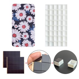 Watercolor Palette Paint Tin Case with 40pcs White Plastic Empty Watercolor Half Pans Carrying Magnetic Squares- Artists Paint Palette for DIY Watercolor Travel Palette