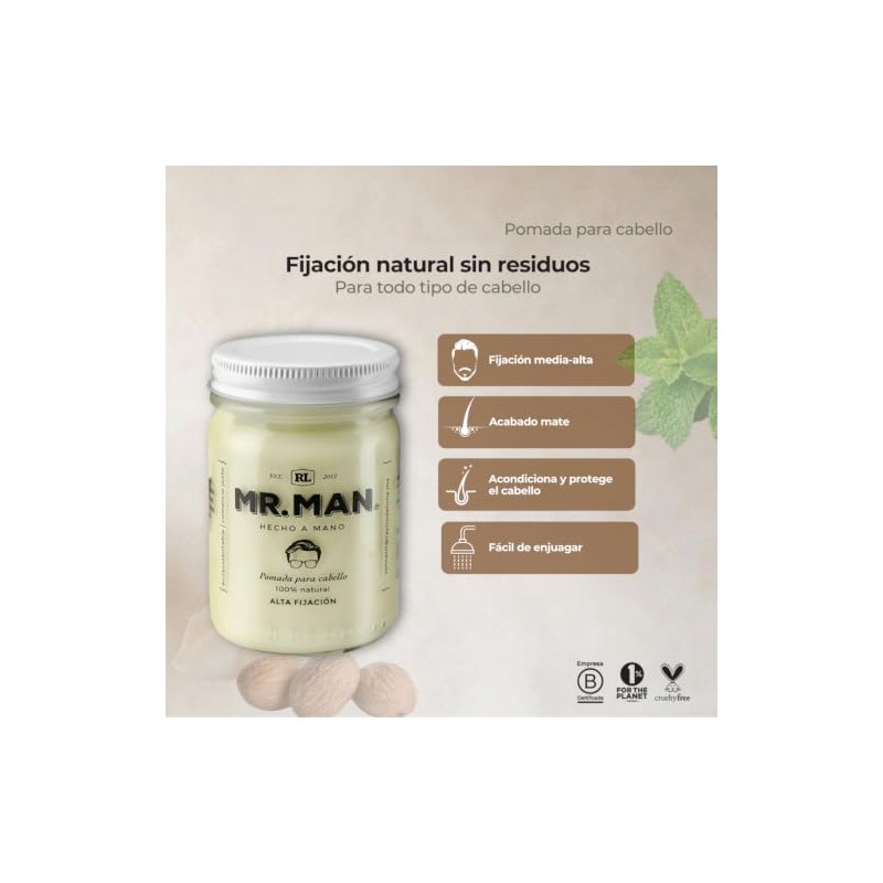 POMADA NATURAL PARA CABELLO MR. MAN 120 GRS ACABADO MATE