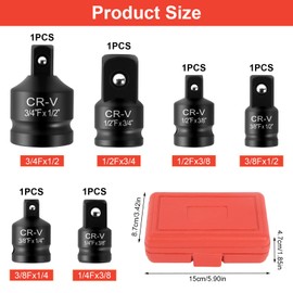 Socket Adapter, 6-Piece Socket Adapter Set, Adapter Set for Ratchets 3/4 to 1/2.3/8 to 1/2.3/8 to 1/4 Socket Spanner Adapter for Sockets Nut Ratchets