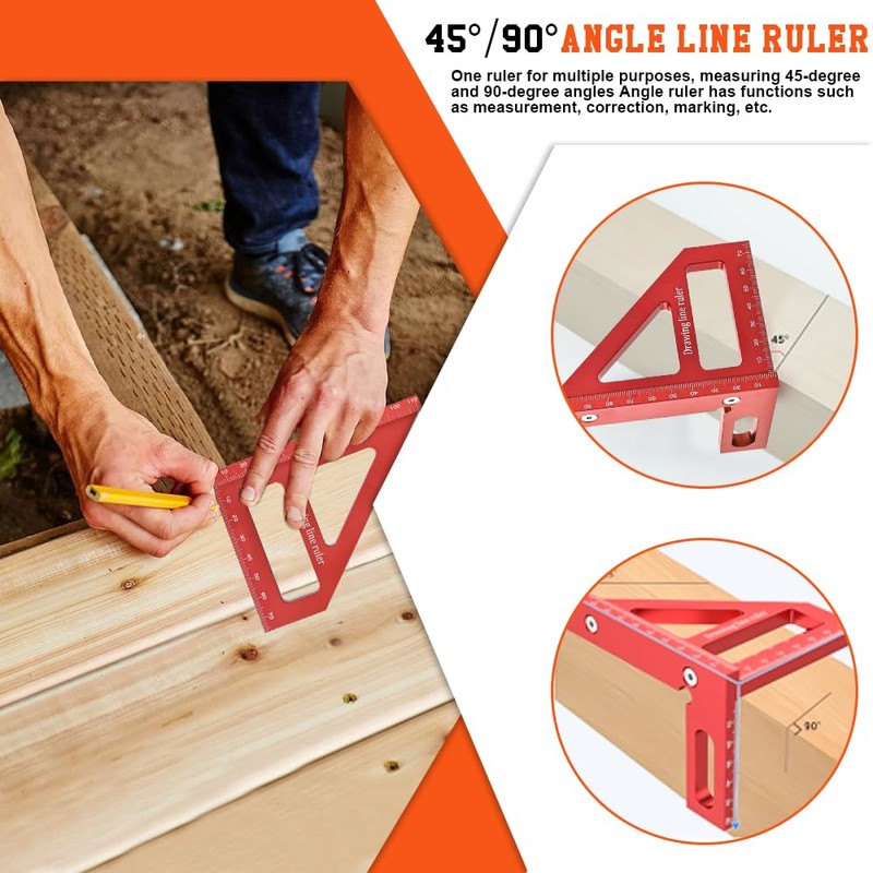 HEKOBAG 3D Multi Angle Measuring Ruler, 45/90 Degree Aluminum Alloy