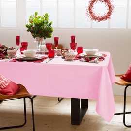 XWZO Table Cloths 60"x102" Waterproof Tablecloths, Rectangle Table Cloth Nappe De Table Rectangulaire Machine Washable Pink Table Cover for Dining, Buffet, Parties, Holiday, Events, Wedding