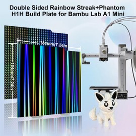 IdeaFormer-3D H1H Smooth Build Plate for Bambu Lab A1 Mini, Rainbow Streak+Phantom Double Sided Textured Spring Steel Sheet 184x184mm for Bambulab A1 Mini