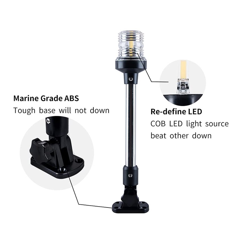Sebnux White LED Fold Down Boat Stern Light Boat Anchor