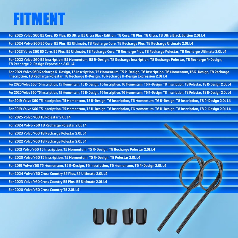 2PCS Wiper Blades Front Windshield Refill Rubber Inserts Windscreen Blade