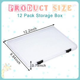 Cholemy 12 Pcs A4 Project Case Clear Portable Scrapbook Paper Storage Box with Snap Tight Box Document Case Photo Storage Containers for Magazine, Office Supplies, School