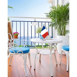 France Miniature Desk Flag Set,8x5 Inch French Small Flag With 12 Inch Bright Silver Flagpole, Deluxe Decorations For House Office Meeting Table