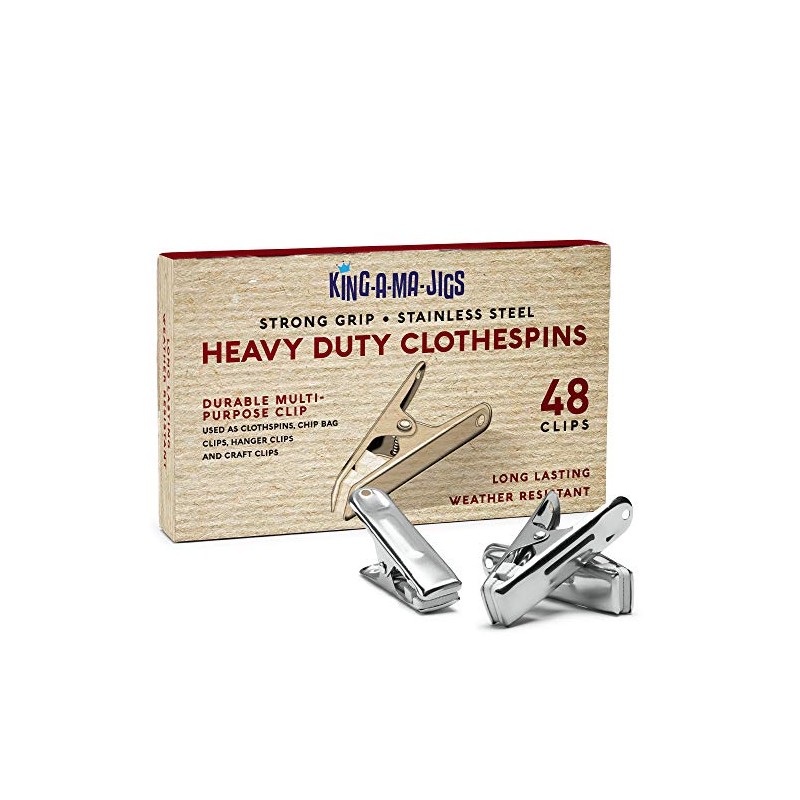 48 Pack - Long Lasting, Stainless Steel Clothespins - Strong