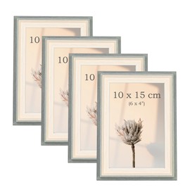 YoHyien 4 Pcs 8x6 Photo Frames, Desktop Free Standing Picture Frames 8x6, Landscape and Portrait Photo Frame with Mount for Wall (Wood Grain, 8 x 6 in)