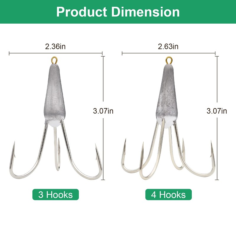 2pcs Snagging Hooks Snagging Weighted Treble Hooks Large Fishing Hooks