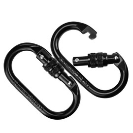 MYLERCT Carabiner Hooks 25KN (Set of 2) | Large Carabiner Hook Climbing with 19 mm Opening | Chrome Alloy Steel for Climbing, Camping, Pet Equipment | Black