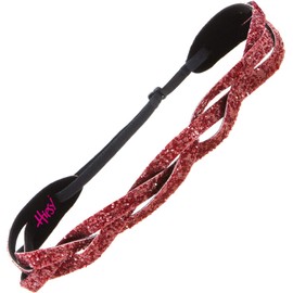 Hipsy REGULAR Size, Adjustable No Slip Sparkly Braided Bling Glitter Headband for Women Girls & Teens (Bling Glitter Ruby Red)