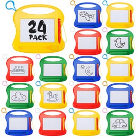 24 Piece Mini Magnetic Drawing Board for Kids, Erasable Small Doodle Board Set, Portable Travel Size Writing Painting Sketching Pad for Toddler Classroom Art Supplies Birthday Party Favors (Cute)