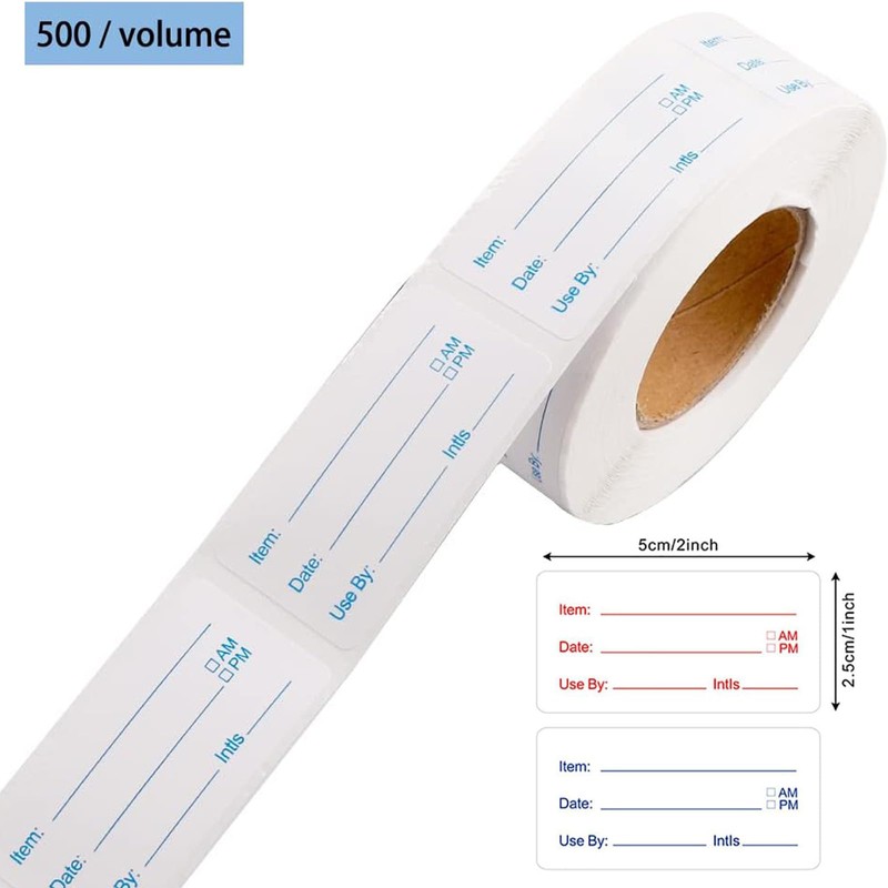 1000 Pieces Removable Food Labels, 1 x 2 Inch Date