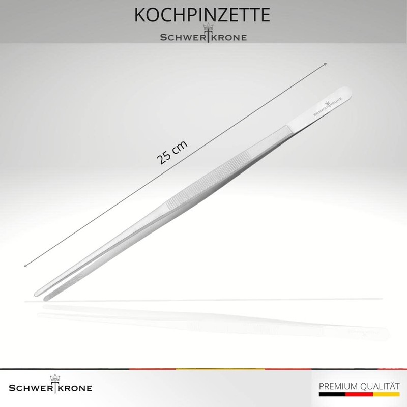 Schwertkrone Küchenpinzette Kochpinzette und Grillpinzette 25 cm Edelstahl rostfrei
