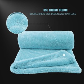 SPTA The Liquid8r - Absorbent 70/30 Blend Microfiber Drying Towel for Cars, Trucks, SUVs, Safe for Detailing + Scratch Free, Twist Loop, 1100gsm, 26.8in x 36.2in, Aqua Blue-MT037