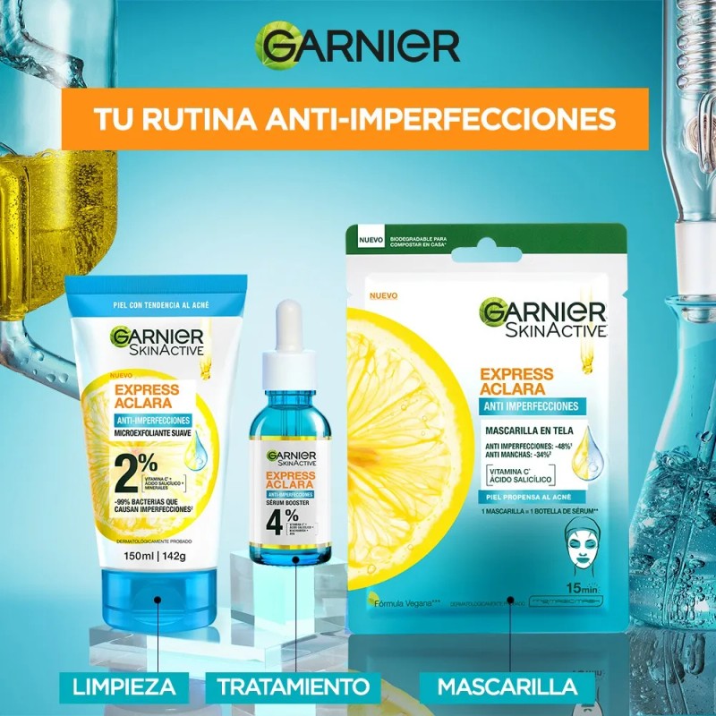 Limpiador Exfoliante Anti Acné Garnier Express Aclara 150ml