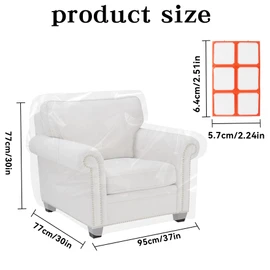 Klmnop 4 Pcs Outdoor Plastic Chair Cover, Waterproof Armchair Dust Proof Plastic Couch Cover, Furniture Cover for Recliner Sofa Chair Couch Moving and Storage(37 x 30 x 30 Inch)