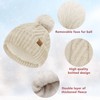 Bobble Hat Women - Fleece Lined Beanie Hats Thermal Knitted