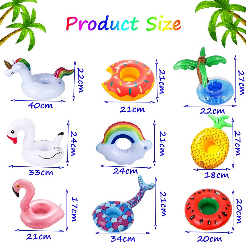 Fyvadio Inflatable Drink Holder, 9 pack Inflatable Cup Pool Drink