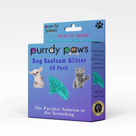 Purrdy Paws Soft Nail Caps 60 Packs for Dogs - Seafoam Glitter Jumbo