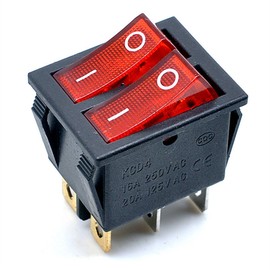 Ganasome 2pcs KCD4 Red Light 6P Terminals ON/Off Double SPST 2 Way Snap in Boat Rocker Switch - AC 250V 16A