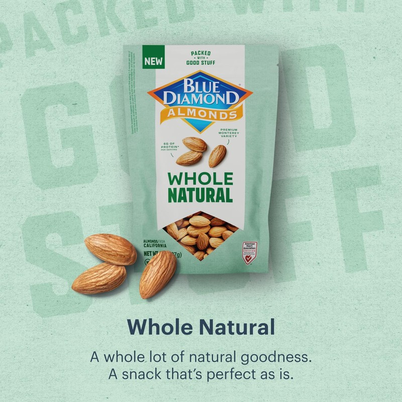 Blue Diamond Almonds, Premium Whole Natural Snack Nuts Non GMO
