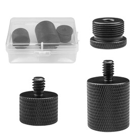 3 Pieces Microphone Stand Adapter, 1/4, 5/8 Mic Stand Adapter, Mic Stand Adapter Thread Adapter, Tripod Adapter, 1/4 Female to 5/8 Plug, Male Screw Adapter for Microphone Stand (Black)