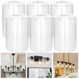 GO&SO 6 Pack Clear Glass Lamp Shade Replacement, 5.9" Height, 3.94" Diameter, 1.65" Fitter - Cylinder Glass Pendant Light Shades Only,High Transmittance for Chandelier Shades,Floor Lamps,Wall Sconces
