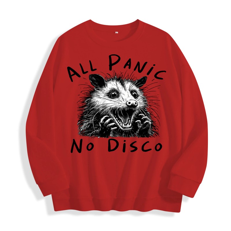 All Panic No Disco Opossum Graphic Crewneck Sweatshirt, US Warehouse,