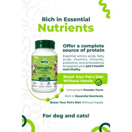 Spirulina-Based Powder for Pets Produced in The Atacama Dessert - Natural Supplement Nutrient-Rich, Essential Amino Acids & Prebiotics - 3 oz