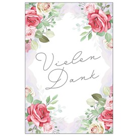 6 Premium Thank You Cards (Folding Cards) with 6 White Envelopes, Thank You, Cards, Thank You Cards, Wedding, Birth, Baby, Christening, Farewell, Birthday, Anniversary, Flowers Motif