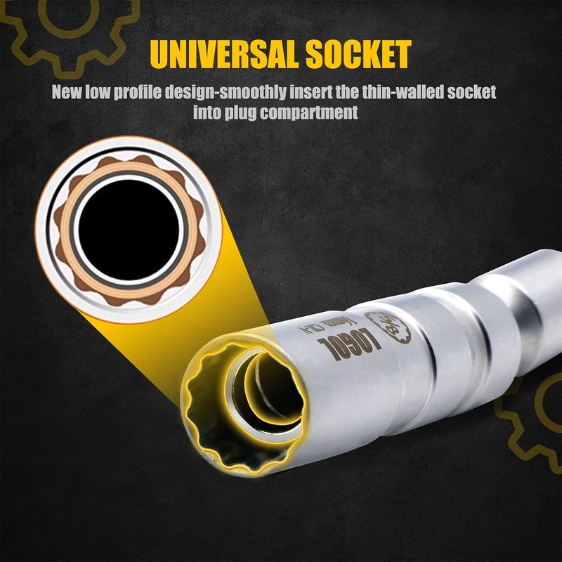 LOGOL 5/8" Swivel Magnetic Spark Plug Socket.3/8" Drive, Enhanced Magnetic
