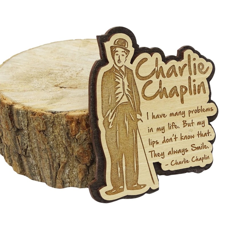 Printtoo Wooden Engraved Charlie Chaplin Fridge Magnet Souvenir Gift Collectibles