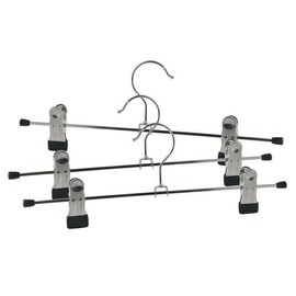 Trouser Hangers Metal Hanger with Metal Clips Black Pack of 3