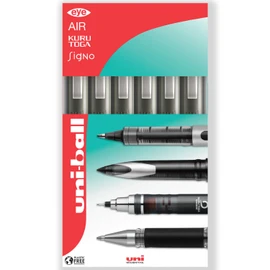 uni-ball Eye UB-157 0.7mm Rollerball Pen in Gift Box - Black and Blue (Pack of 6)