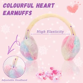 Winter Ear Muffs for Women Girls Cute Love Earmuffs Warmers Winter Outdoor Earmuffs Adjustable Ear Covers Headband