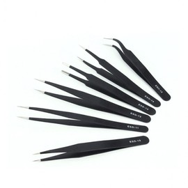 Precision Tweezers Set Sticker Dakku Clamp Tweezer Black 6 piece set 2ea