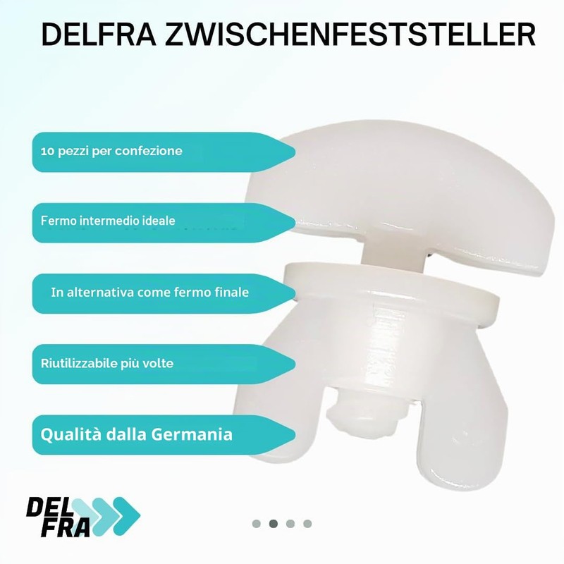 DELFRA 10 - Fermatenda universale per binari per tende, Ferma
