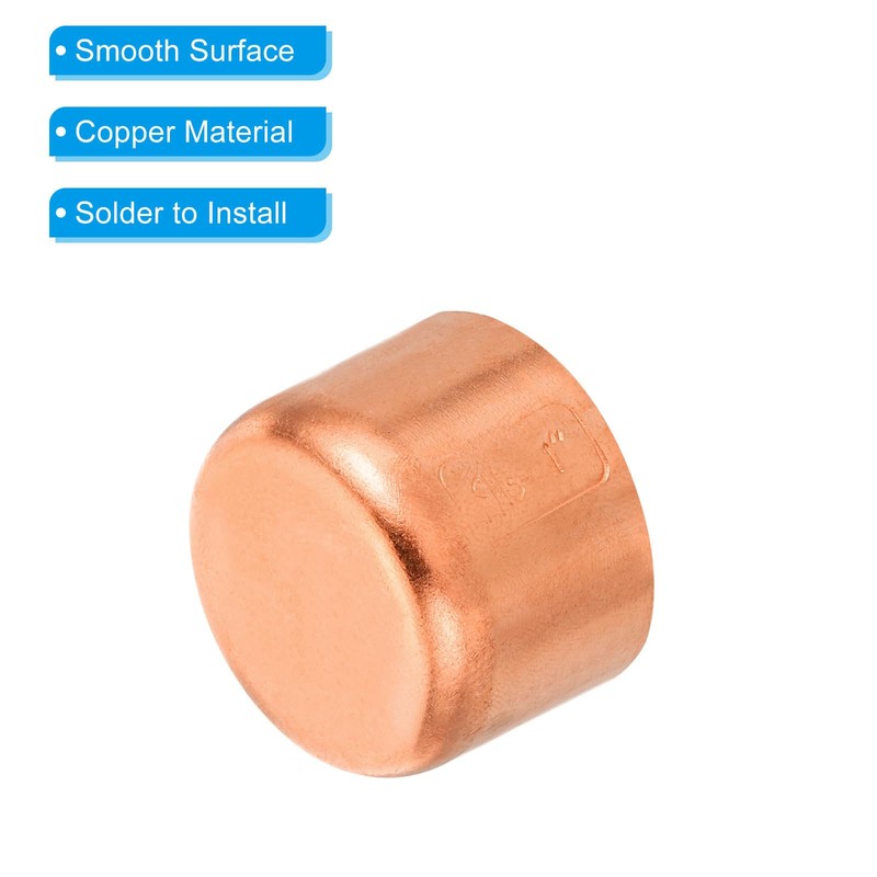 PATIKIL 1 Inch ID Copper Pipe End Cap, Copper Fitting