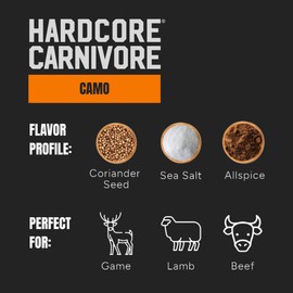 Hardcore Carnivore Camo - Wild Game and Lamb Seasoning (10.5 oz Shaker) Bold Texas-Made Spice Blend for Venison, Elk, Duck, Lamb and More