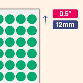 3000 Pieces, 12mm - Green Dot Stickers, Round Circle Sticky Dots Labels