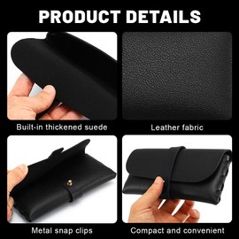 GGUFAY Pack of 2 Soft Glasses Case, Sunglasses Case, with Buttons, Classic Protective Case, Sunglasses Storage Bag, Portable Glasses Bag, for Men and Women (Black + White)