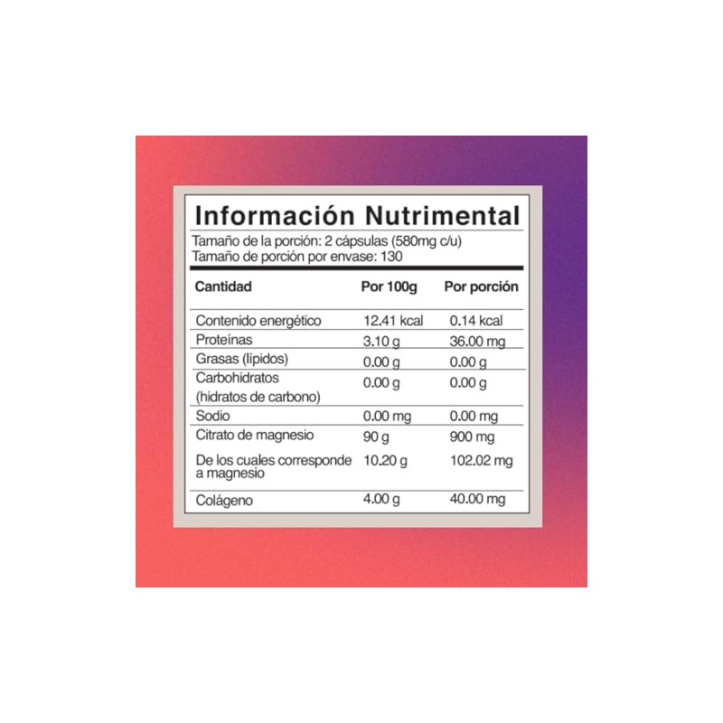 Citrato de Magnesio, 260cápsulas de 450mg de Citrato de Magnesio