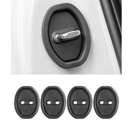 SCUARI 4PCS Car Door Lock Cover,Car Accessories Silicone Silent Car Door Slam Stopper,Universal Self-Adhesive Automotive Decorations&Protects Protector Cover for Cars,Suitable for Most Vehicle (Black)