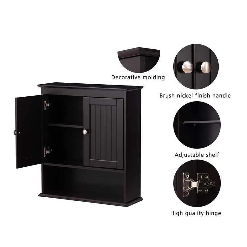 Spirich Home Bathroom Cabinet Wall Mounted with Doors, Wood Hanging