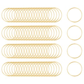 Shapenty Brass Round Beading Hoop Earring Open Bezel Pendant Hallow Frame Charms Linking Ring Bulk for Dangle Earrings Necklace Bracelet Jewelry Making Women Girl Gift DIY Craft, 80PCS (25mm, KC Gold)