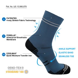 DexShell Waterproof Trail Running Socks Coolmax Inner Mudproof For Men and Women, Mallard Blue, Ankle Unisex Large