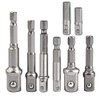 TIMESETL 8Pcs Impact Grade Socket Adapter Set, Hex Shank Square Nut Impact Driver Socket Adapter, Socket to Drill Adapter 1/4" 3/8" 1/2" Impact Driver Adapter Quick Change Drill Extension Bit Set
